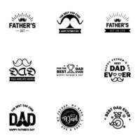 Set of fathers day 9 Black design elements Editable Vector Design Elements