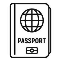 vector de contorno de icono de pasaporte. tarjeta de identificación