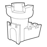 icono de la torre del castillo, estilo de contorno vector