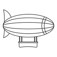 Blimp aircraft flying icon, outline style vector