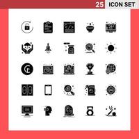 User Interface Pack of 25 Basic Solid Glyphs of festival deepavali browser deepam web development Editable Vector Design Elements