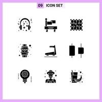 conjunto de 9 iconos de interfaz de usuario modernos signos de símbolos para elementos de diseño de vector editables de material de sobre de chip de muñeca inteligente de máquina