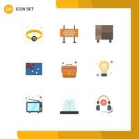 Universal Icon Symbols Group of 9 Modern Flat Colors of case flag home country aussie Editable Vector Design Elements
