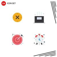Group of 4 Flat Icons Signs and Symbols for close seo cancel room web Editable Vector Design Elements