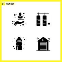 4 Icon Set Simple Solid Symbols Glyph Sign on White Background for Website Design Mobile Applications and Print Media vector