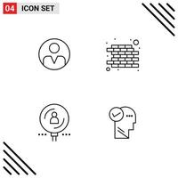 Modern Set of 4 Filledline Flat Colors and symbols such as personal magnifier user wall recruitment Editable Vector Design Elements