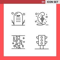 4 Icon Pack Line Style Outline Symbols on White Background Simple Signs for general designing vector