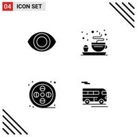 Stock Vector Icon Pack of 4 Line Signs and Symbols for eye bus plate art transport Editable Vector Design Elements