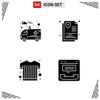 4 Icons Solid Style Grid Based Creative Glyph Symbols for Website Design Simple Solid Icon Signs Isolated on White Background 4 Icon Set vector