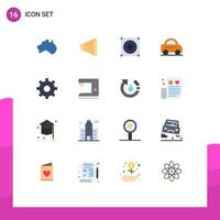 16 Flat Color concept for Websites Mobile and Apps coffee multimedia electric gear vehicle Editable Pack of Creative Vector Design Elements