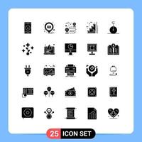 Modern Set of 25 Solid Glyphs and symbols such as up stage message floor path Editable Vector Design Elements