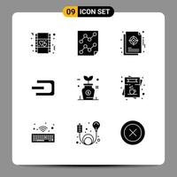 User Interface Pack of 9 Basic Solid Glyphs of crypto currency coin report dash strategic Editable Vector Design Elements