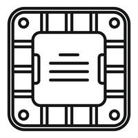 vector de contorno de icono de cpu digital. circuito de chip