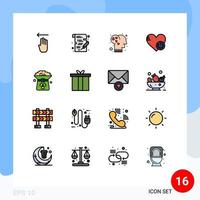 16 iconos creativos signos y símbolos modernos de trébol corazón cerebro interruptor apagado elementos de diseño de vectores creativos editables