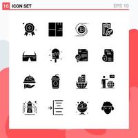 16 Thematic Vector Solid Glyphs and Editable Symbols of computer security s secure gdpr Editable Vector Design Elements