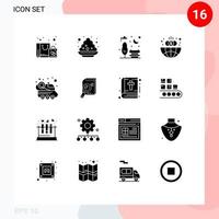 Set of 16 Modern UI Icons Symbols Signs for space car automobile bench globe finance Editable Vector Design Elements