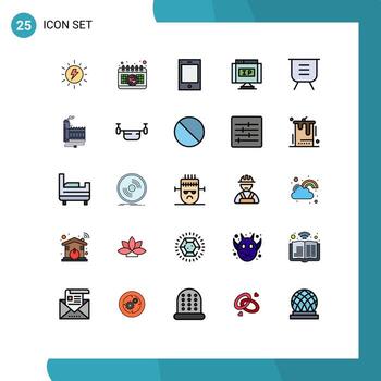 User Interface Pack of 25 Basic Filled line Flat Colors of minus board ipad pointer ip Editable Vector Design Elements