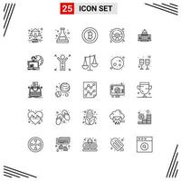 Pack of 25 creative Lines of house america bitcoin whtiehouse game Editable Vector Design Elements