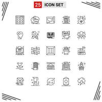 Universal Icon Symbols Group of 25 Modern Lines of bag farming talk farm usa Editable Vector Design Elements