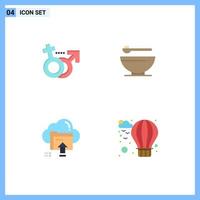 Modern Set of 4 Flat Icons Pictograph of gender arrow symbol kitchen cloud Editable Vector Design Elements