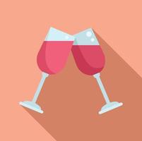 Wine cheers icon flat vector. Hand drink vector