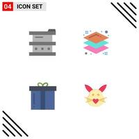 Group of 4 Flat Icons Signs and Symbols for biochemistry gift hazardous layer present Editable Vector Design Elements