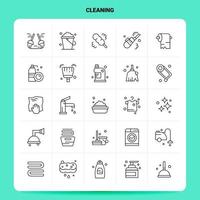 OutLine 25 Cleaning Icon set. Vector Line Style Design Black Icons Set. Linear pictogram pack. Web and Mobile Business ideas design Vector Illustration.