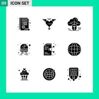 paquete de iconos de vector de stock de 9 signos y símbolos de línea para compartir documentos servicio de vehículo conectado elementos de diseño de vector editables