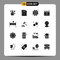 Set of 16 Modern UI Icons Symbols Signs for ball festival day event calendar Editable Vector Design Elements