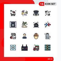 Set of 16 Modern UI Icons Symbols Signs for watch money diwali dollar data Editable Creative Vector Design Elements