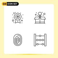 4 iconos creativos, signos y símbolos modernos de reconocimiento de premios, escáner de caja escolar, elementos de diseño vectorial editables vector