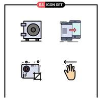 Group of 4 Modern Filledline Flat Colors Set for cash crop data synchronization production Editable Vector Design Elements