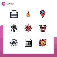 Universal Icon Symbols Group of 9 Modern Filledline Flat Colors of clematis amaryllis map setting research Editable Vector Design Elements