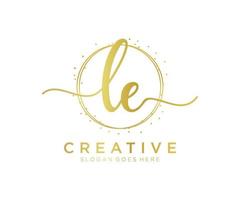 Initial LE feminine logo. Usable for Nature, Salon, Spa, Cosmetic and Beauty Logos. Flat Vector Logo Design Template Element.