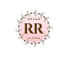 Initial RR feminine logo. Usable for Nature, Salon, Spa, Cosmetic and Beauty Logos. Flat Vector Logo Design Template Element.