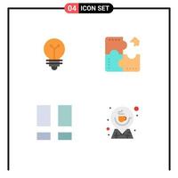 Modern Set of 4 Flat Icons and symbols such as bulb collage biochemistry component layout Editable Vector Design Elements