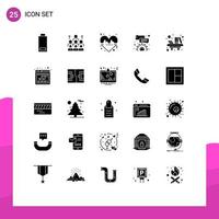 Modern Set of 25 Solid Glyphs Pictograph of configure bubble organization love heart Editable Vector Design Elements