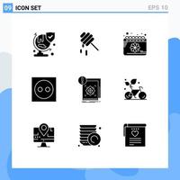 Stock Vector Icon Pack of 9 Line Signs and Symbols for standard plug date light appliances Editable Vector Design Elements