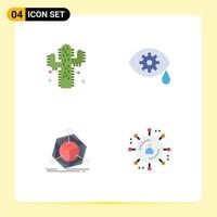 Set of 4 Modern UI Icons Symbols Signs for cactus object correction change internet advertising Editable Vector Design Elements