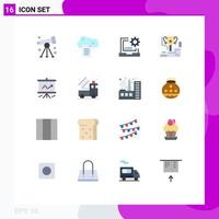 Pictogram Set of 16 Simple Flat Colors of winner award online docs programming develop Editable Pack of Creative Vector Design Elements