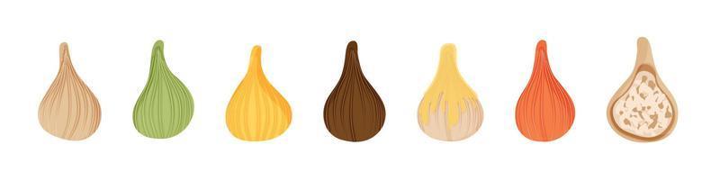 Set of steamed modak vector illustration isolated on white background