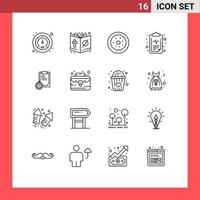 16 Universal Outline Signs Symbols of business result dessert medical care Editable Vector Design Elements