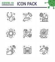 Coronavirus Prevention 25 icon Set Blue locked injury infection bandage virus viral coronavirus 2019nov disease Vector Design Elements