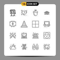 Pack of 16 creative Outlines of disease car heart building seeds Editable Vector Design Elements