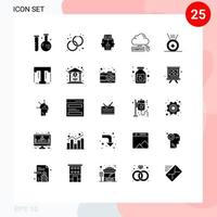 Mobile Interface Solid Glyph Set of 25 Pictograms of data mouse fashion keyboard man Editable Vector Design Elements