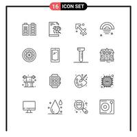 Set of 16 Modern UI Icons Symbols Signs for plumber extractor sagittarius weather rainy Editable Vector Design Elements