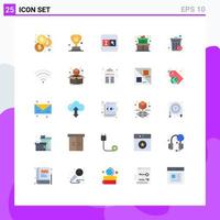 25 Universal Flat Color Signs Symbols of signal recycle bin search basket present Editable Vector Design Elements