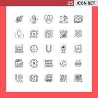 Modern Set of 25 Lines and symbols such as test device sweet dashboard umbrella Editable Vector Design Elements