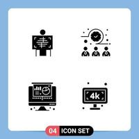 Set of 4 Modern UI Icons Symbols Signs for xray projector radiology time monitor Editable Vector Design Elements