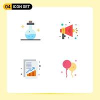 Pack of 4 creative Flat Icons of flask increase tube speaker revenue Editable Vector Design Elements